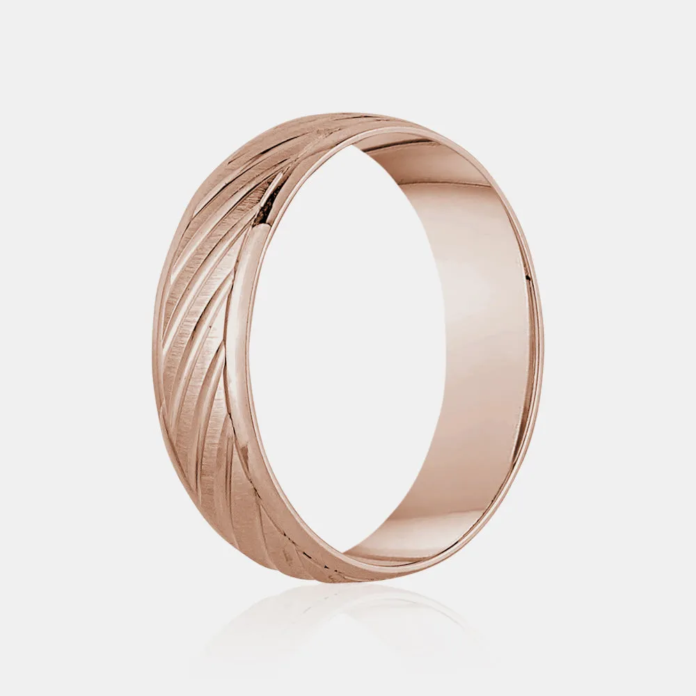 10K Diagonal Polished Lines Wedding Band