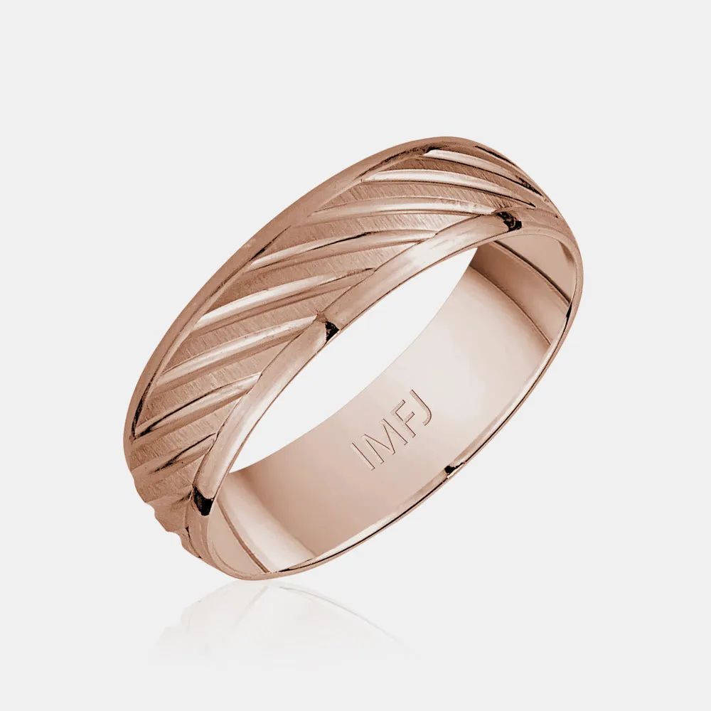 10K Diagonal Polished Lines Wedding Band