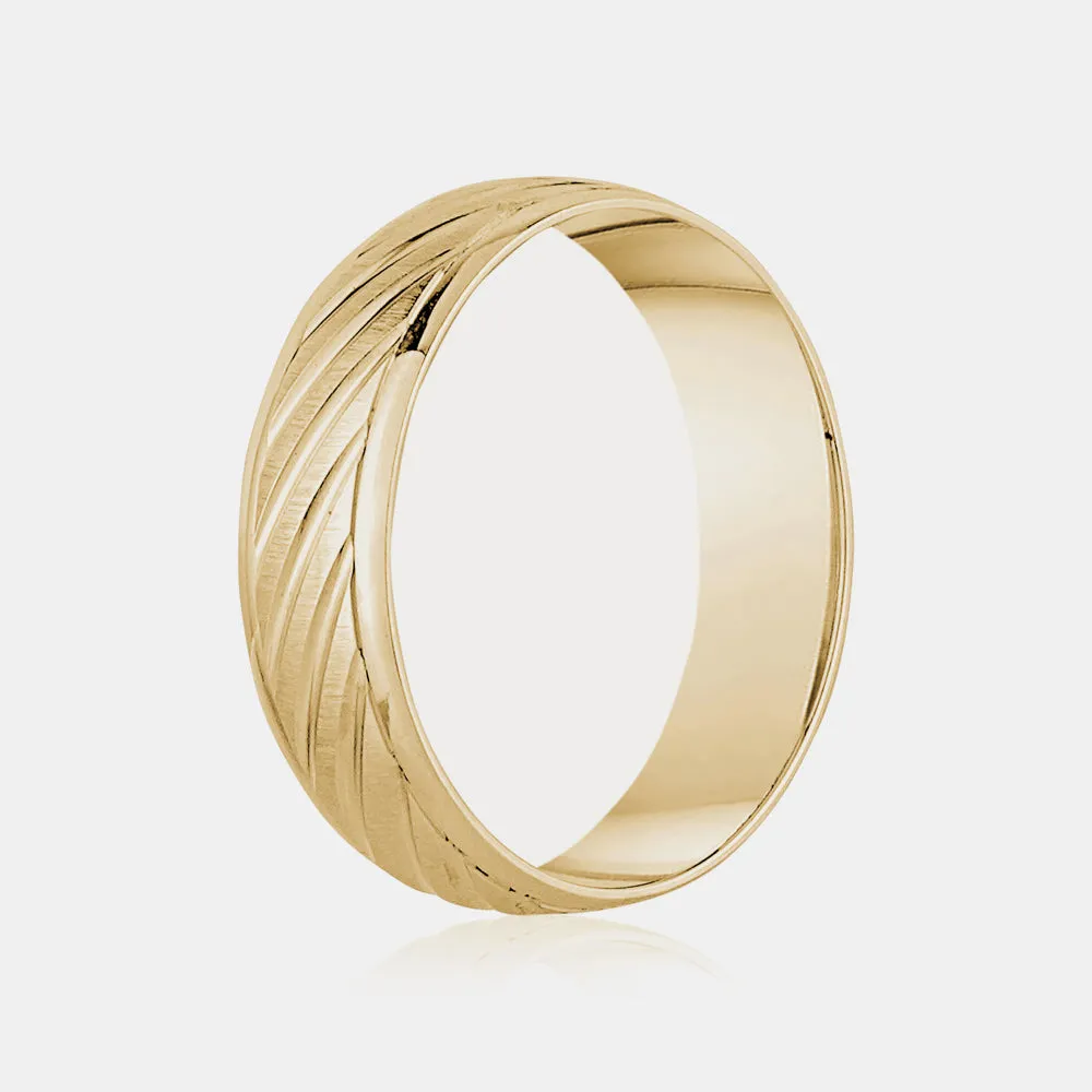 10K Diagonal Polished Lines Wedding Band