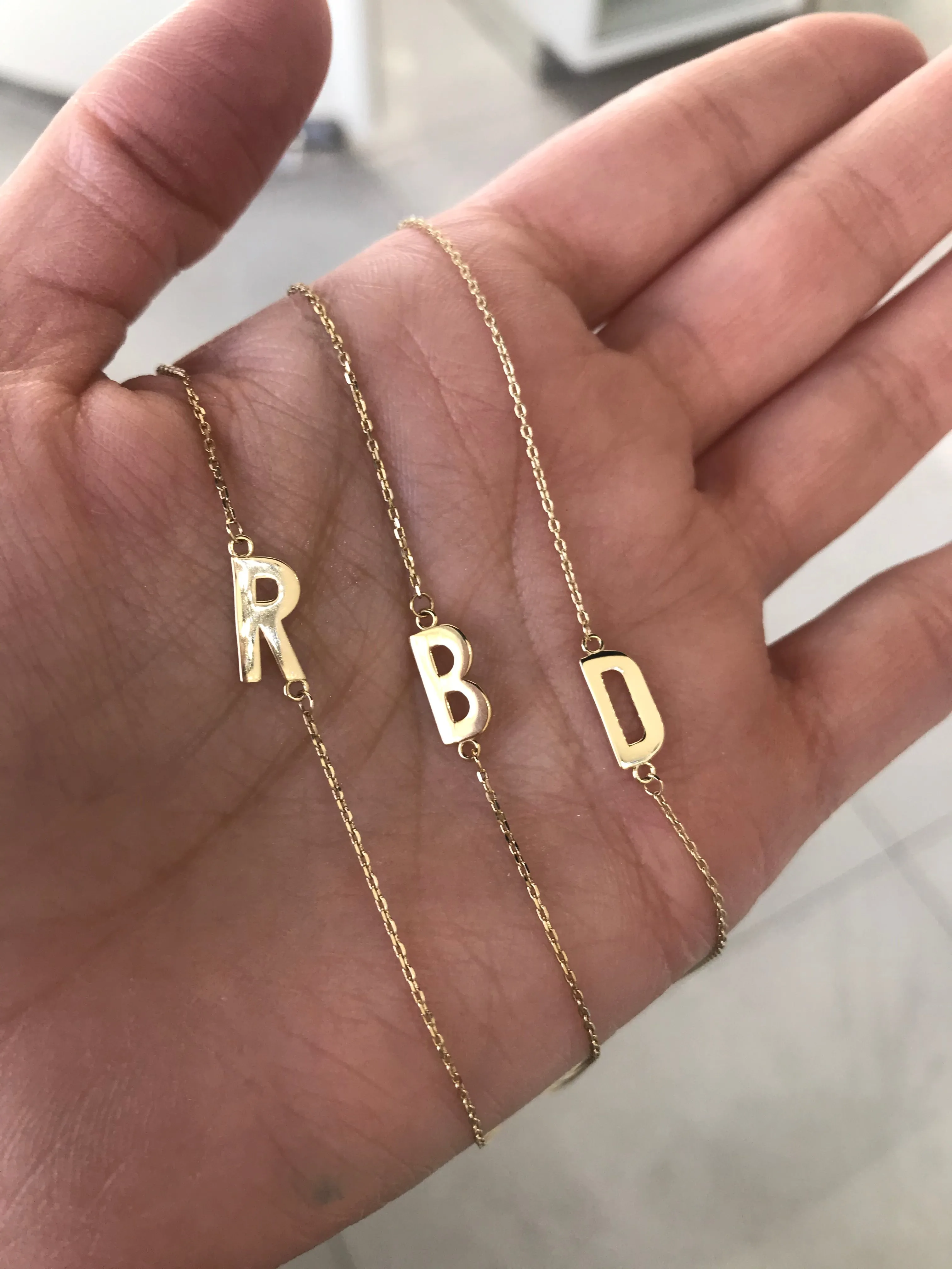 10K Gold Sideway Initial Necklace