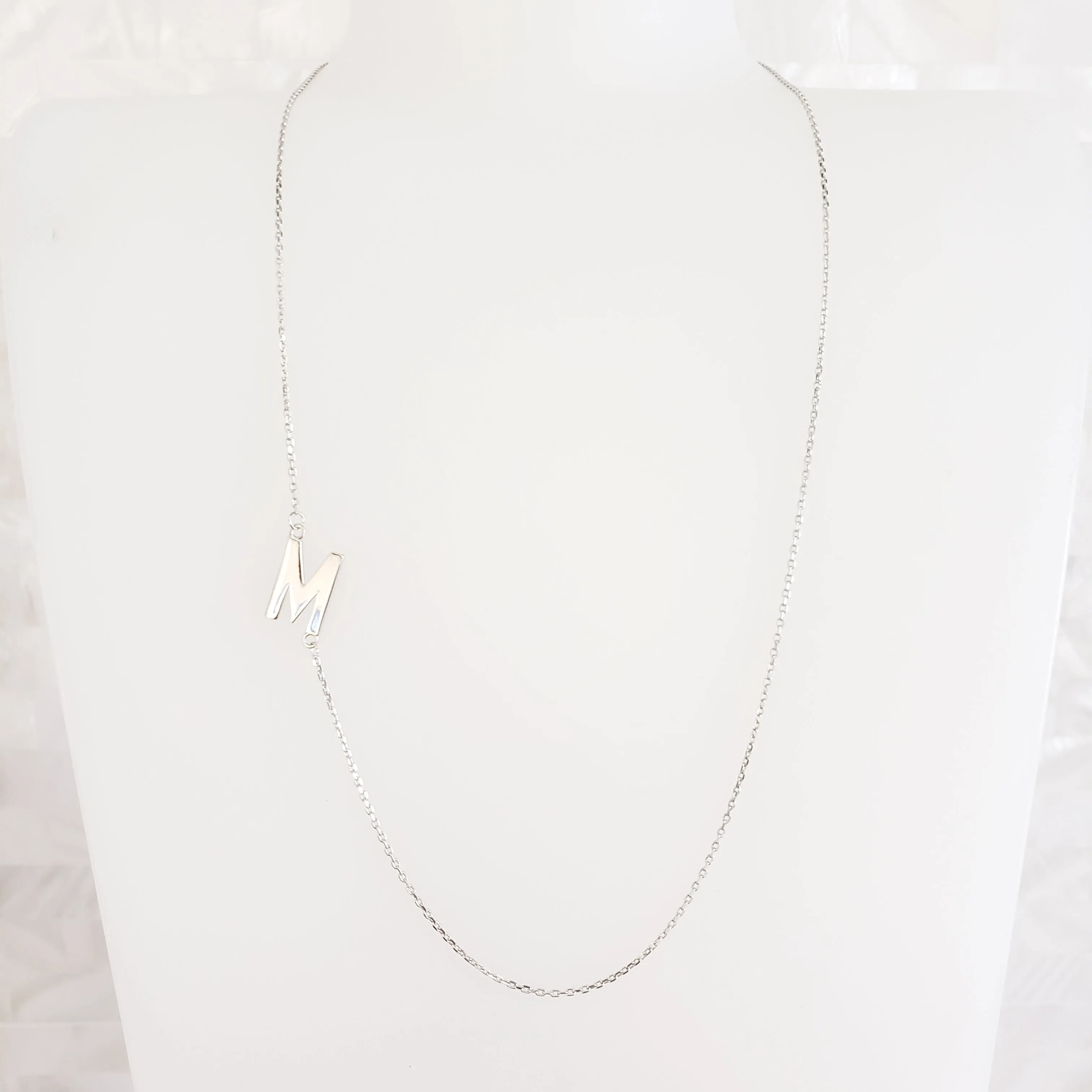 10K Gold Sideway Initial Necklace