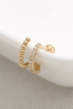 14K 18K Solid Gold CZ Pave Wire & Tiny Ball Ear Hoop Stud Cartilage Tragus Helix Conch Lobe Piercing Earring