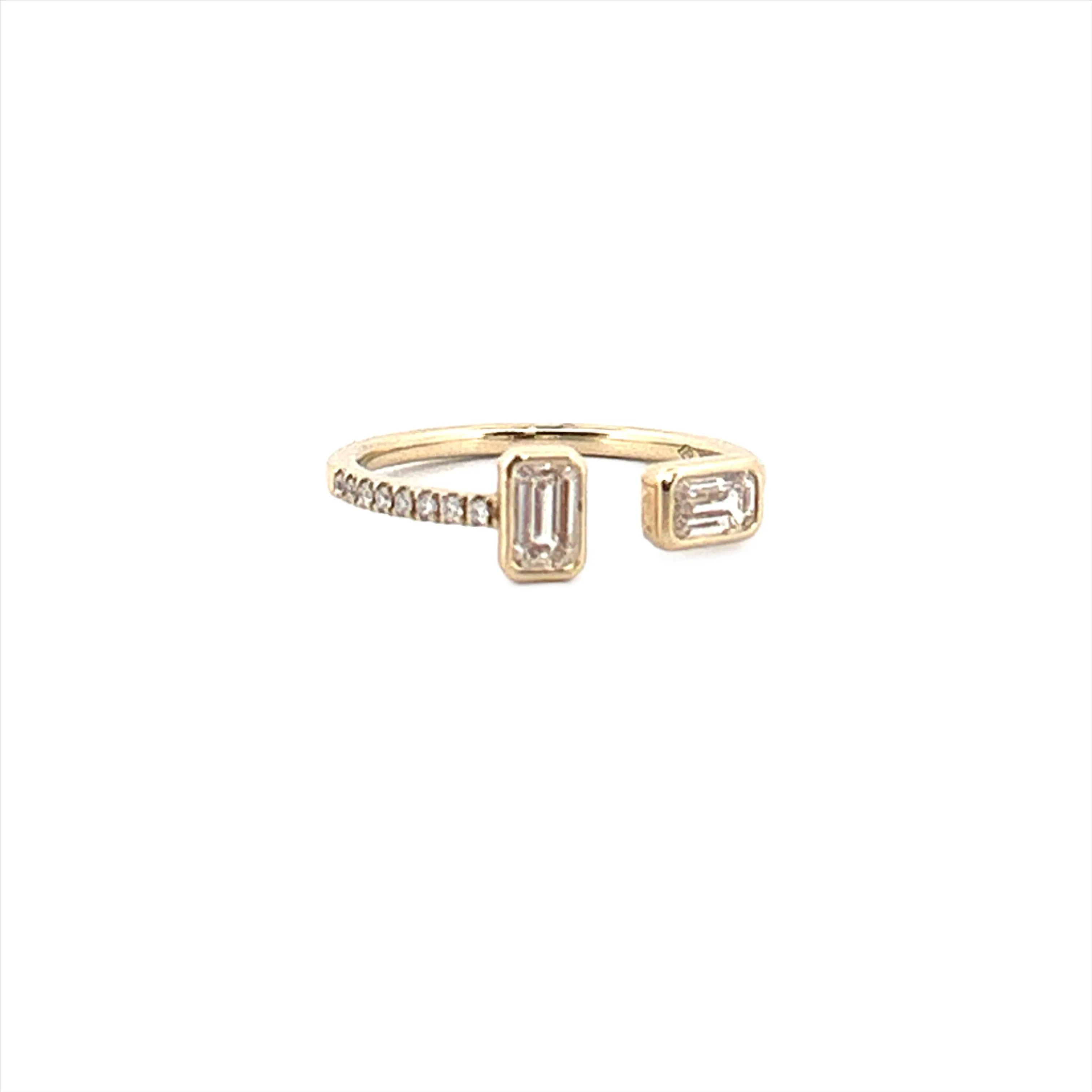 14K Gold Alternating Baguette Bezel Diamond Band