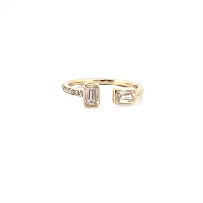 14K Gold Alternating Baguette Bezel Diamond Band