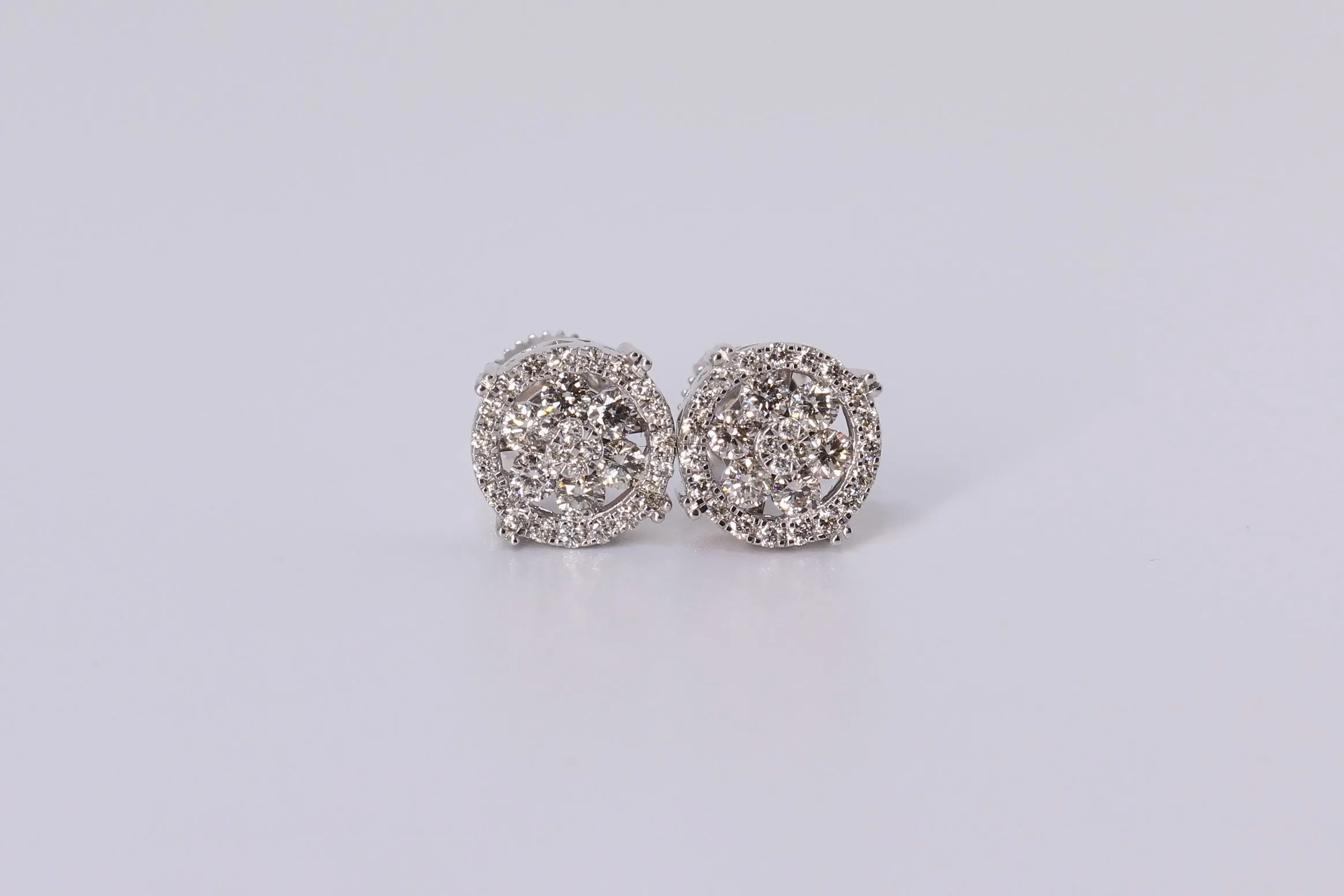 14K White Gold Round Earrings .660Ctw