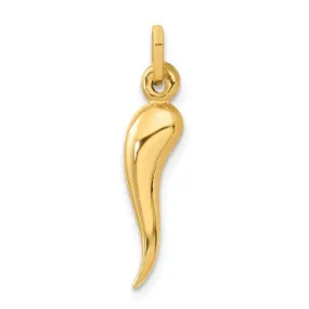 14K Y Gold Hollow 3D Italian Horn Pendant