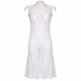 1920s White Handmade Irish Crochet Lace Bridal Dress