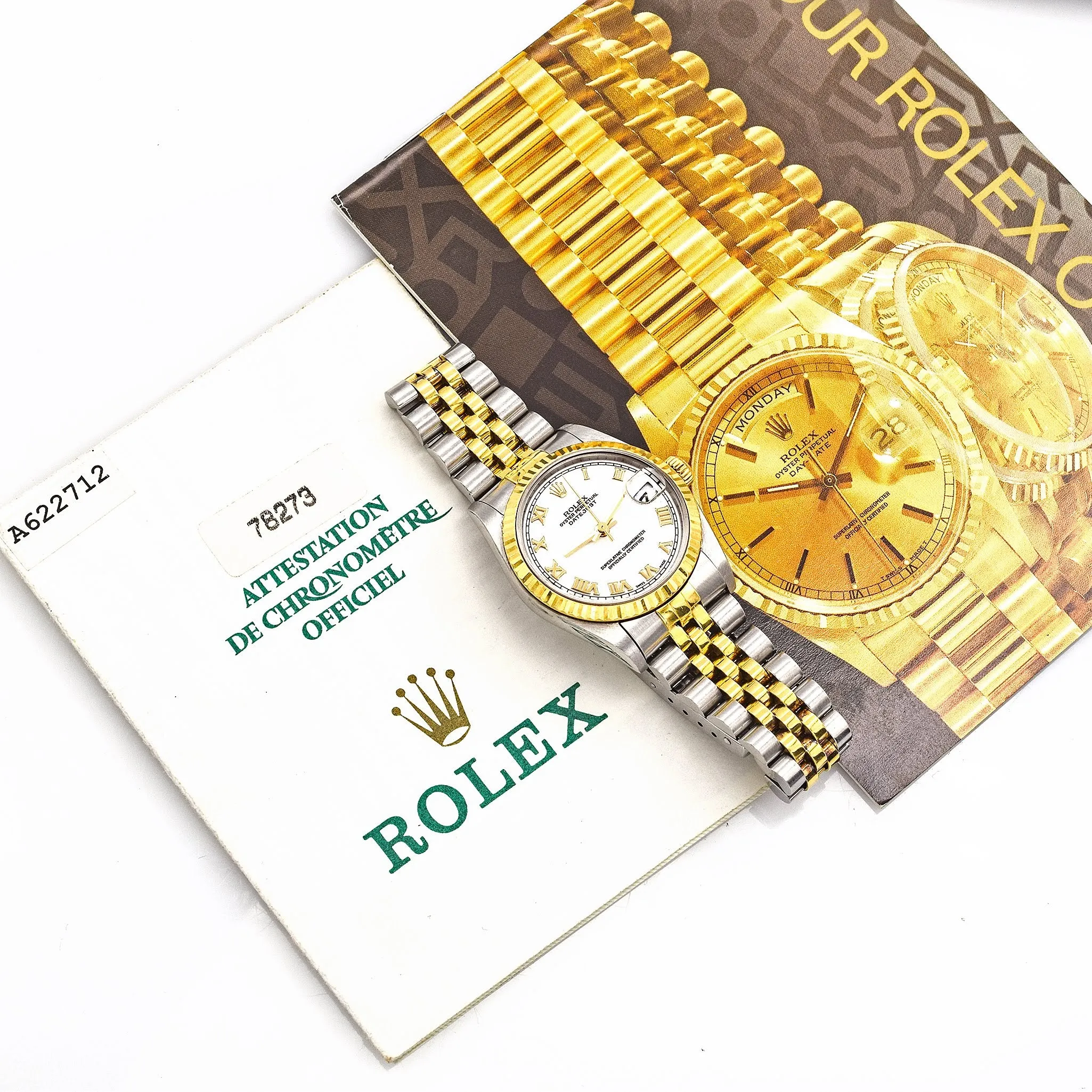 1999 Rolex Datejust 18K Gold Stainless Steel Watch Ref 78273 Women's