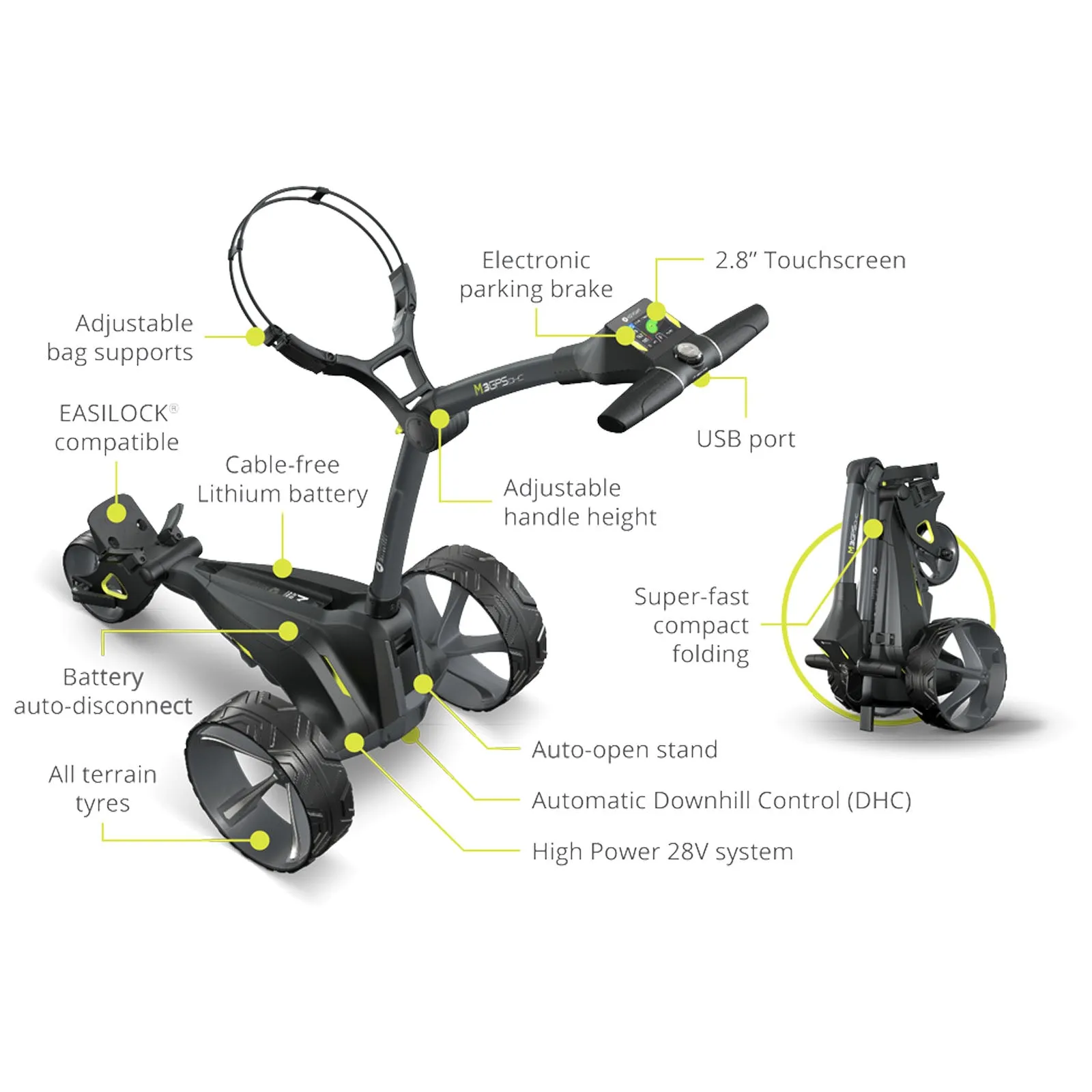 2024 Motocaddy M3 GPS DHC Electric Golf Trolley