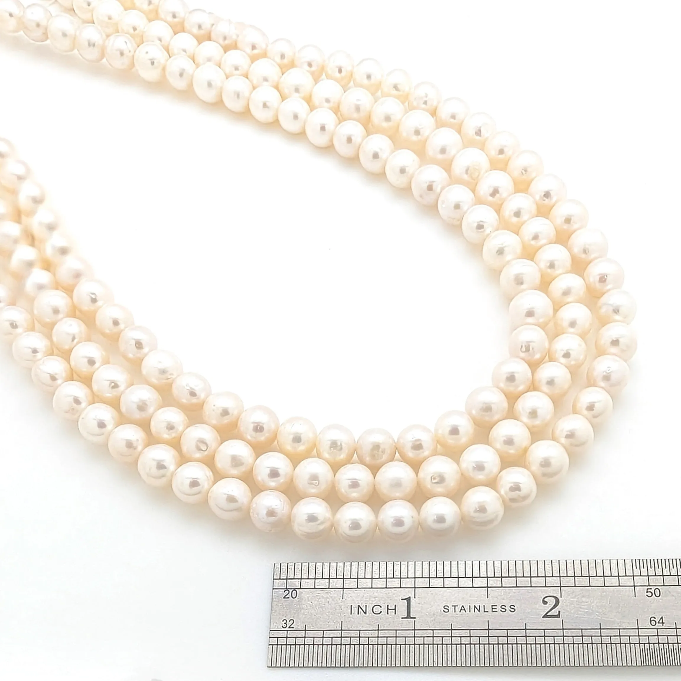 7 - 8 mm Round White Freshwater Pearls