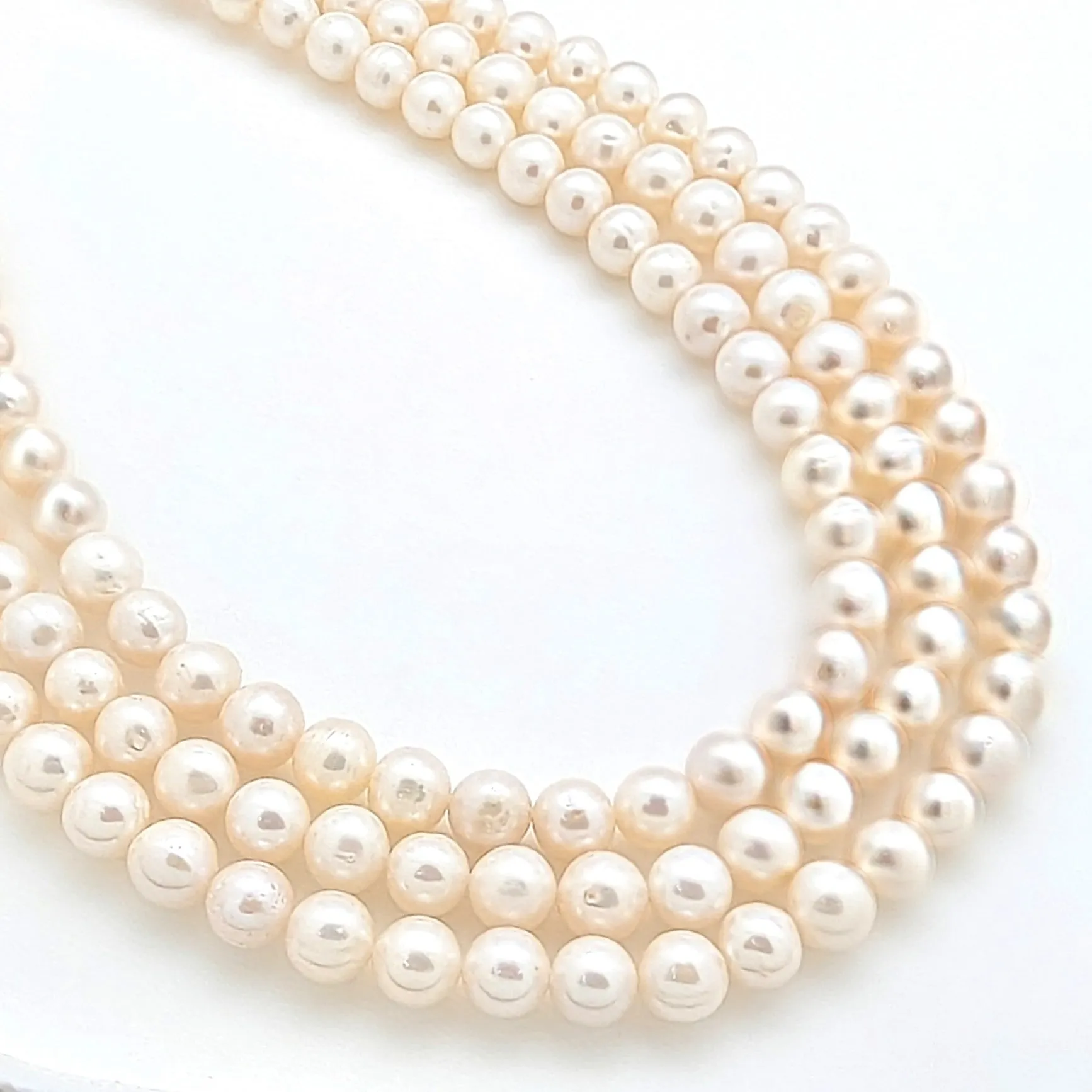 7 - 8 mm Round White Freshwater Pearls