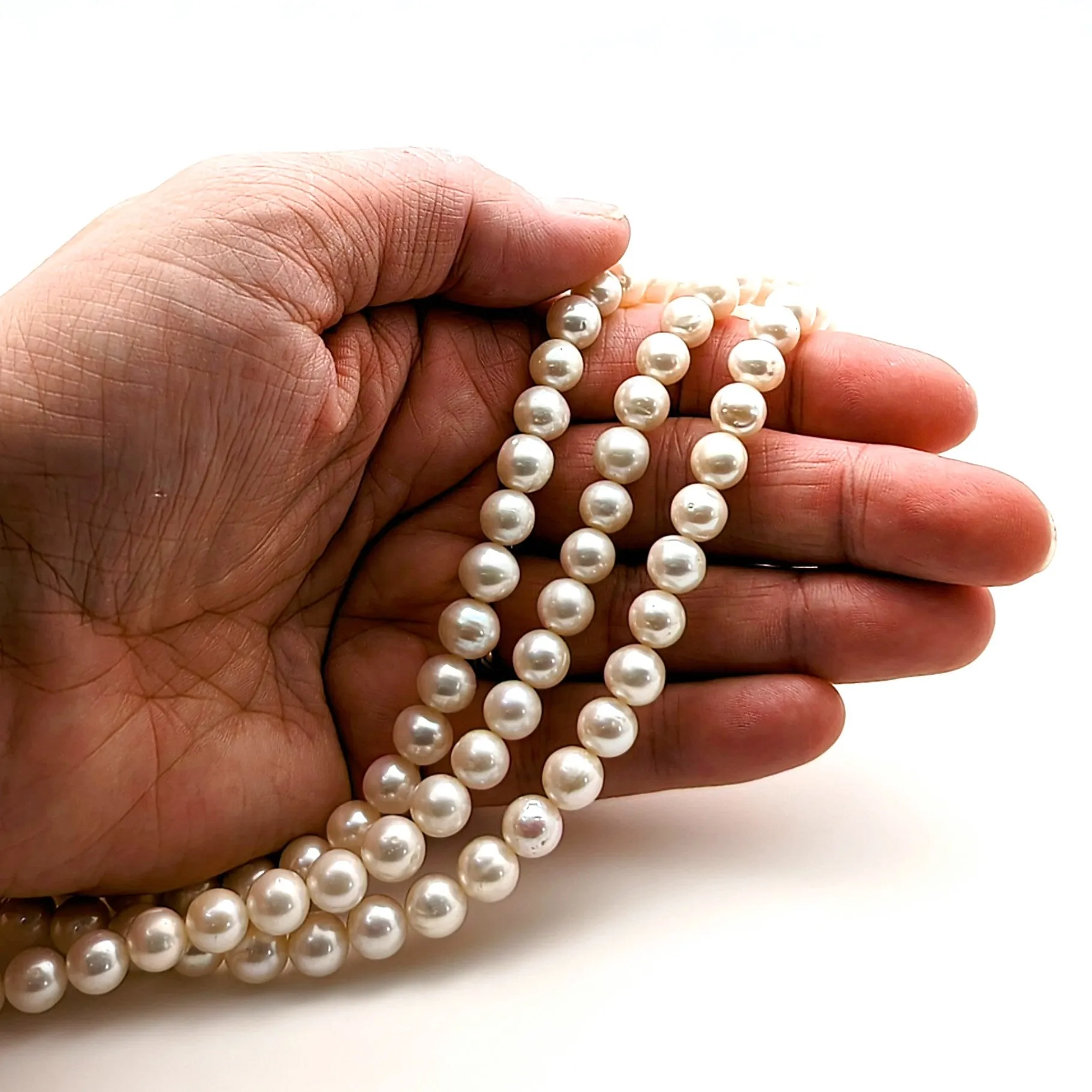 7 - 8 mm Round White Freshwater Pearls