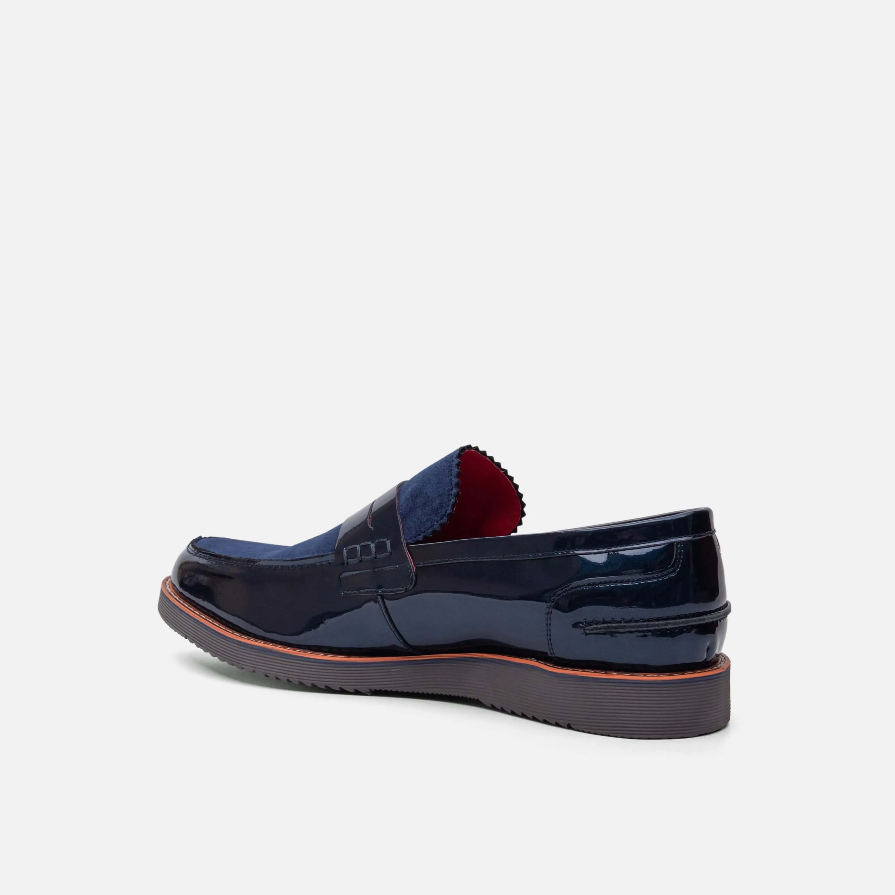 Abe Navy Patent Leather Penny Loafers