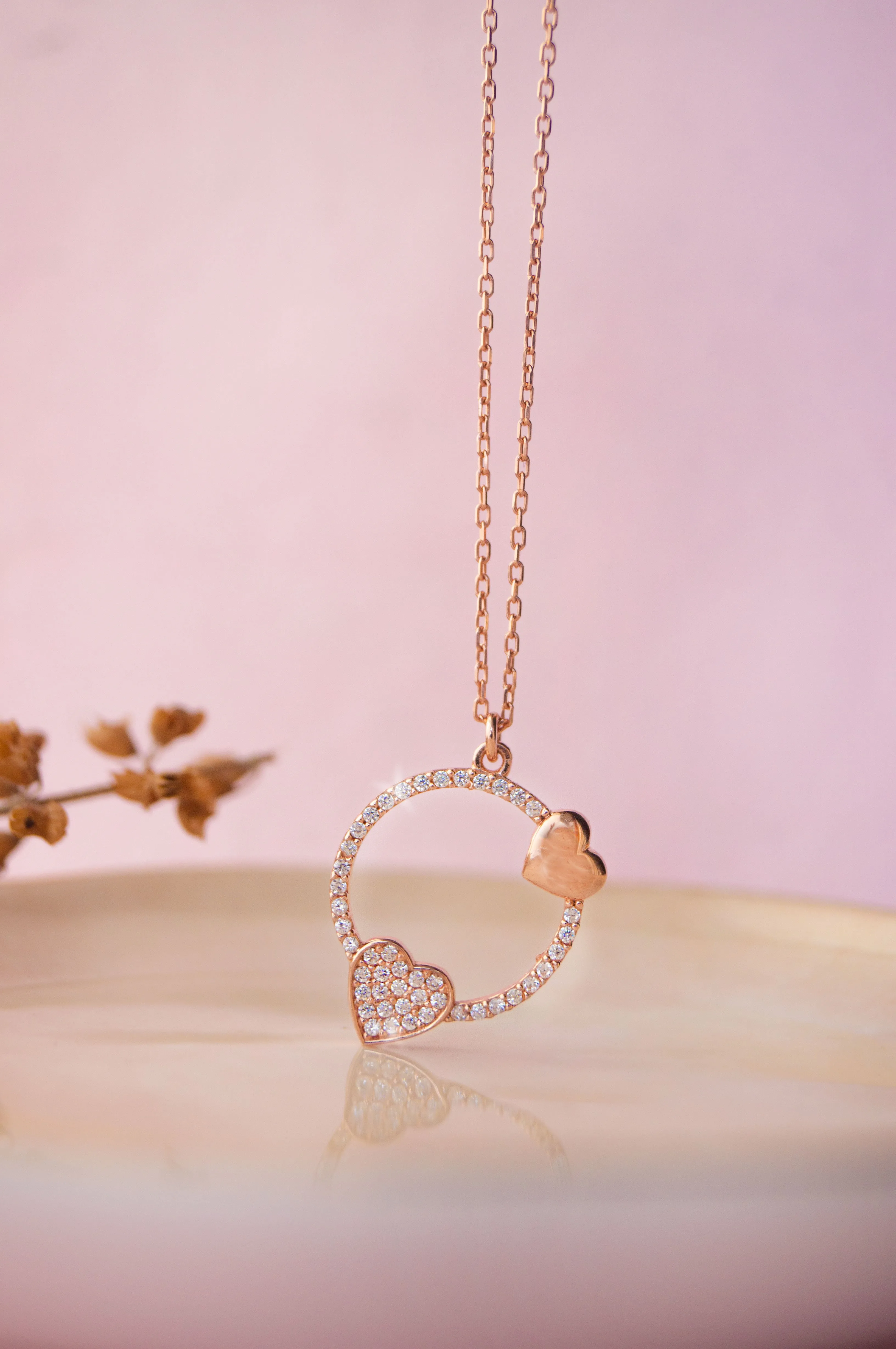 Along Your Heart Rose Gold Plated Sterling Silver Chain Necklace