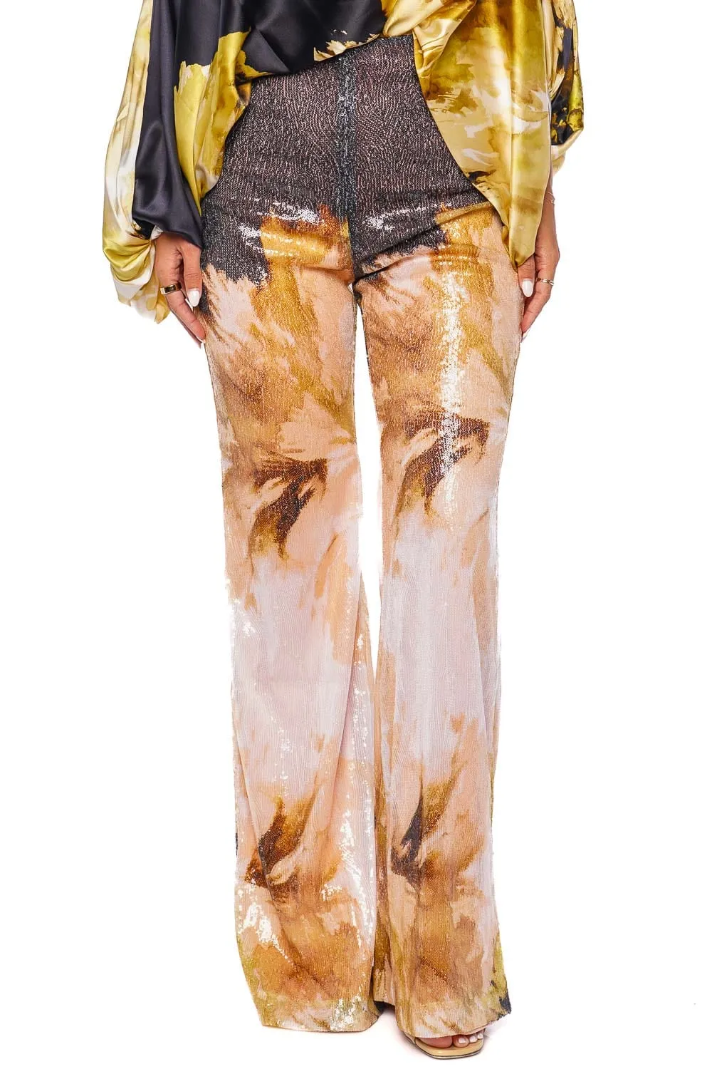 Avellino Floral Sequined Wide Leg Pants