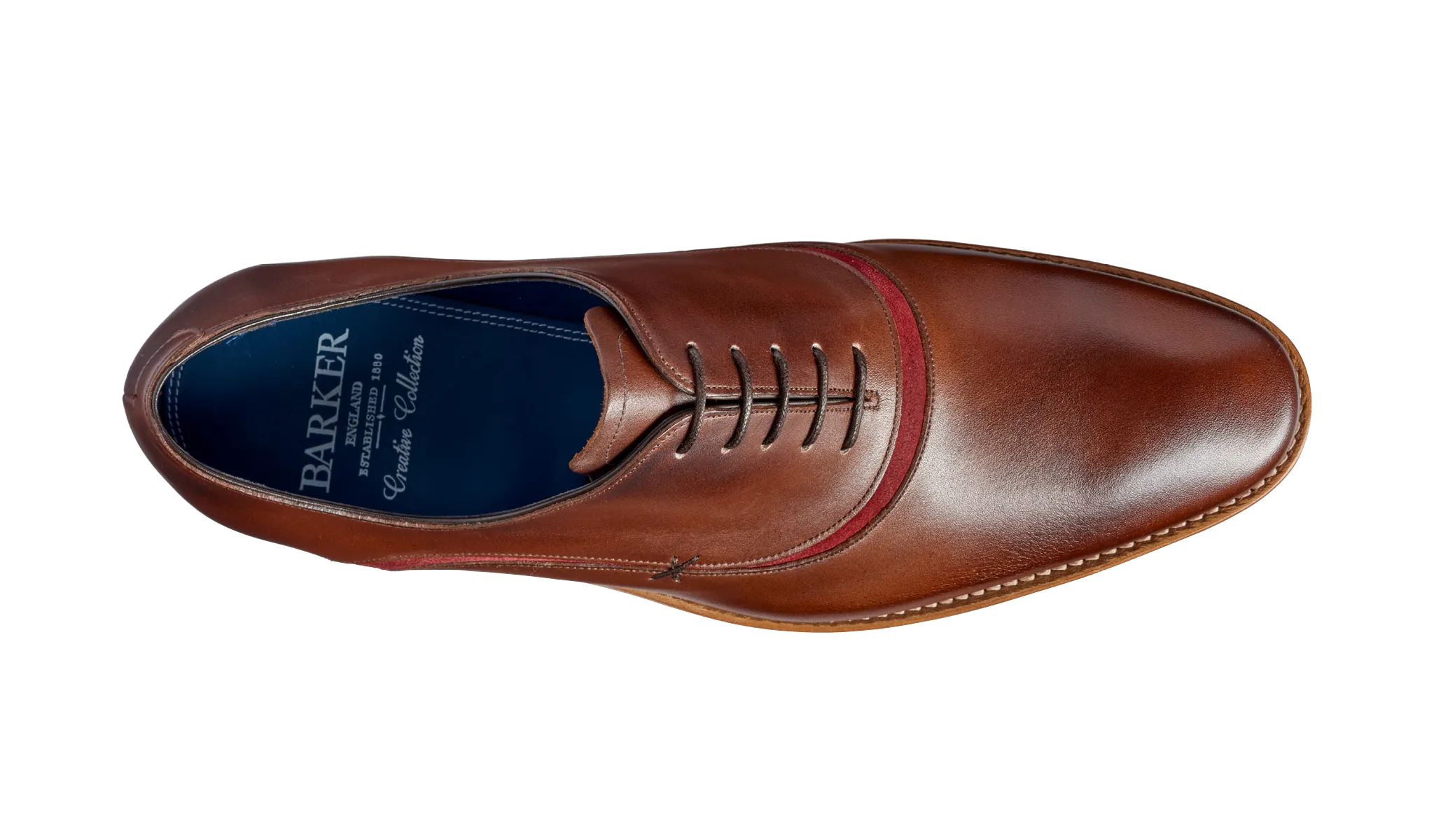 Barker Emerson Oxford Shoe - Walnut Calf / Burgundy Suede