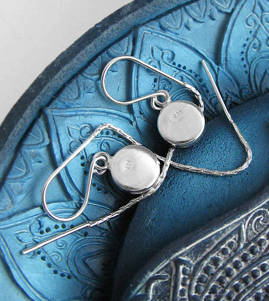 Blue and White Evil Eye Silver Threader Earrings