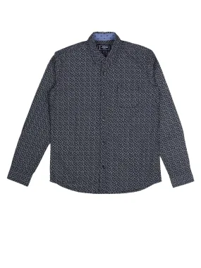 BOY'S NAVY PRINTED REGULAR FIT SHIRT