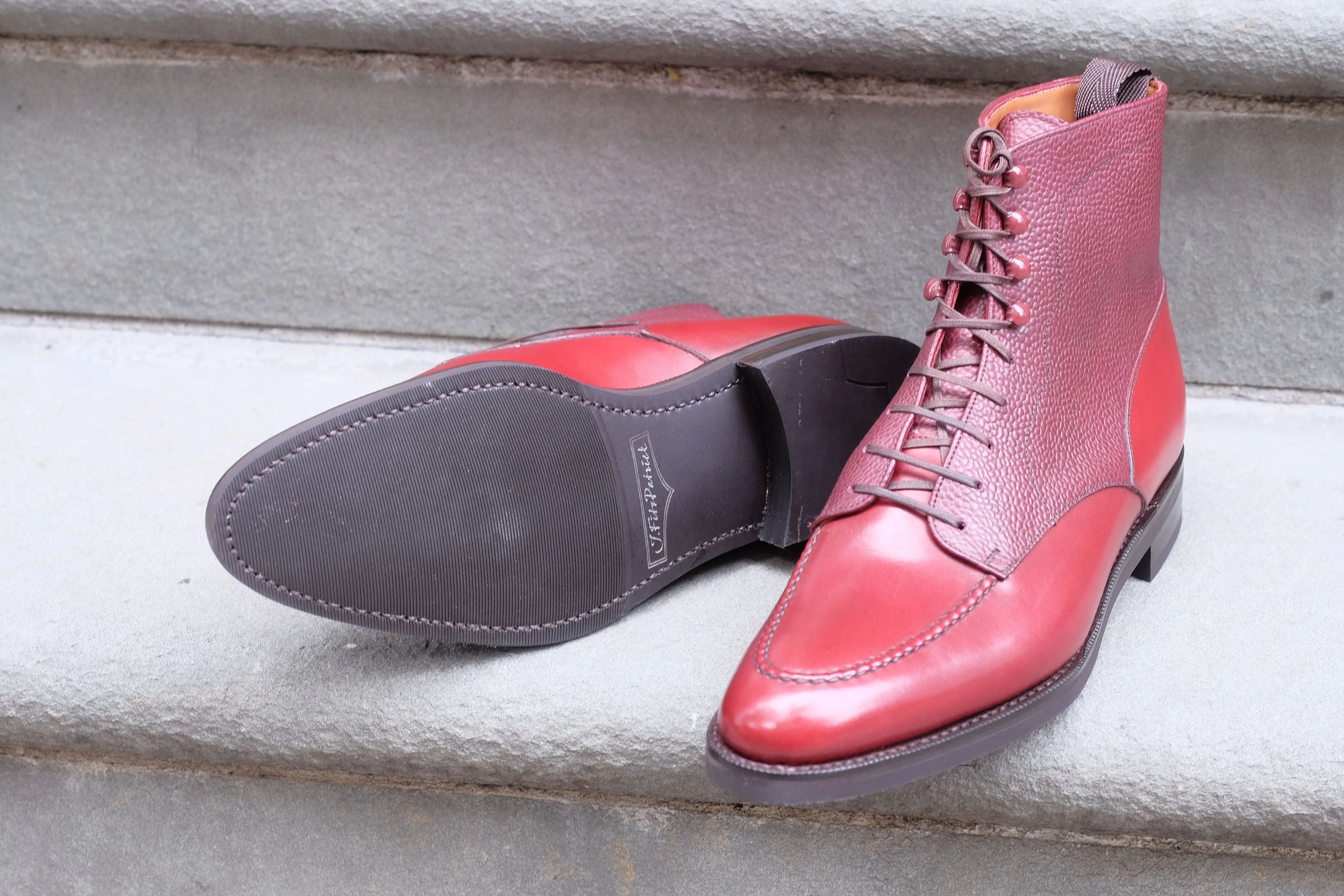 Bremerton - MTO - Burgundy Calf / Burgundy Scotch Grain - TMG Last - Single City Rubber Sole