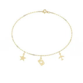 Build Your Own Three Charm Bracelet | 10k Yellow Gold