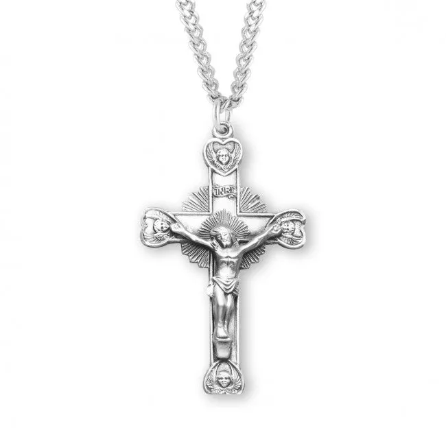 Cherub Design Sterling Silver Crucifix