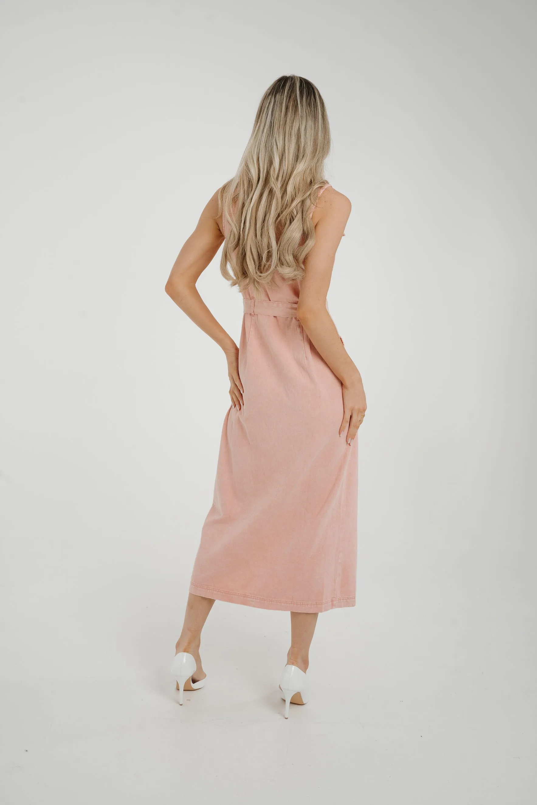 Cora Sleeveless Denim Dress In Pink