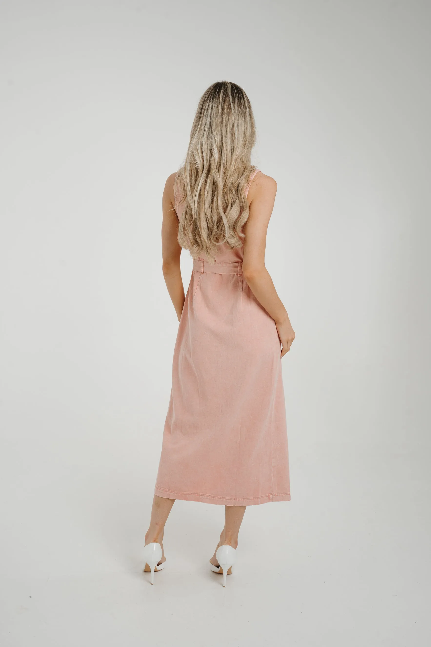 Cora Sleeveless Denim Dress In Pink