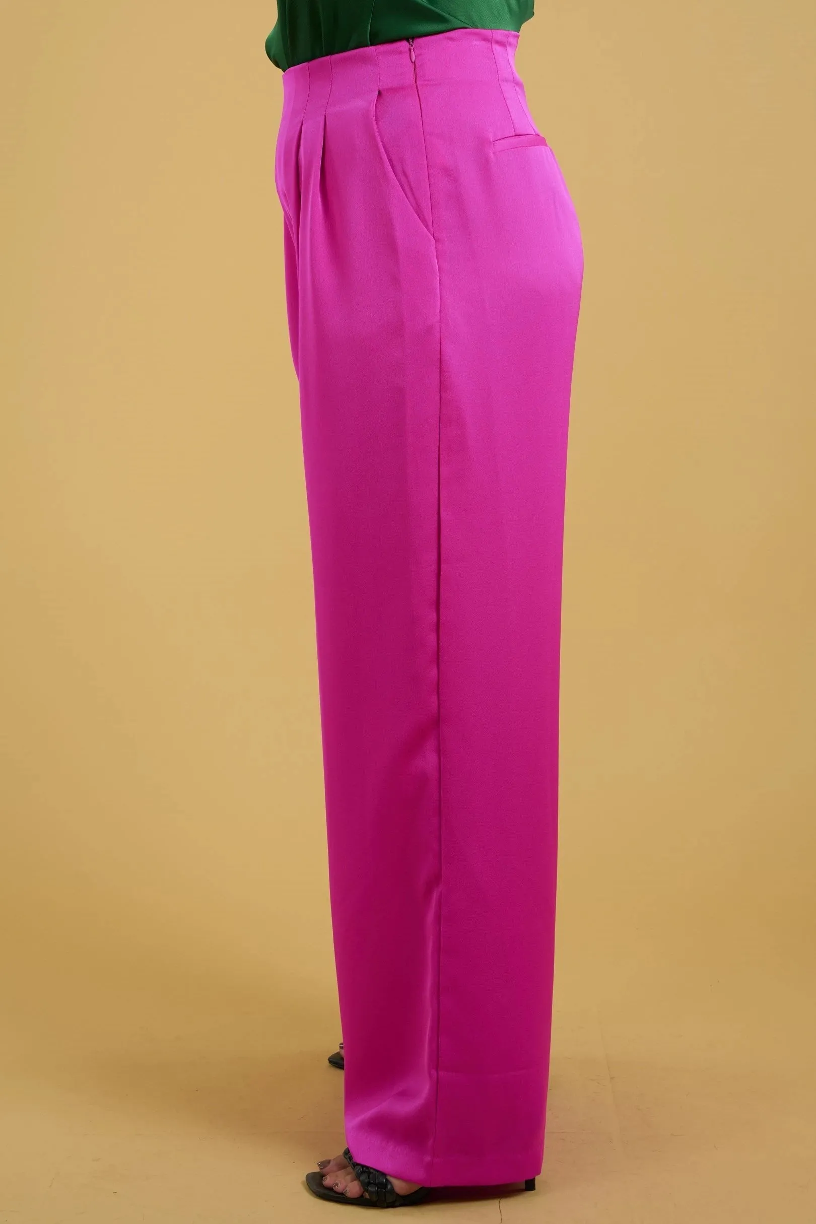 Curvy Magenta Wide Leg Pants