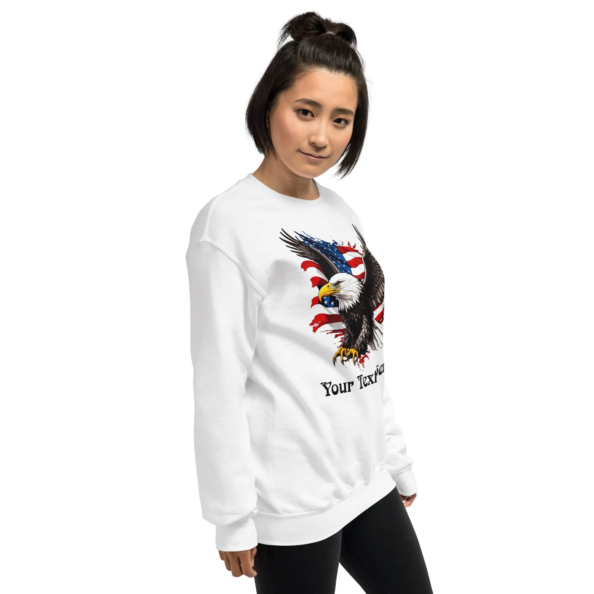 Customizable Sweatshirt With Flying Eagle Print