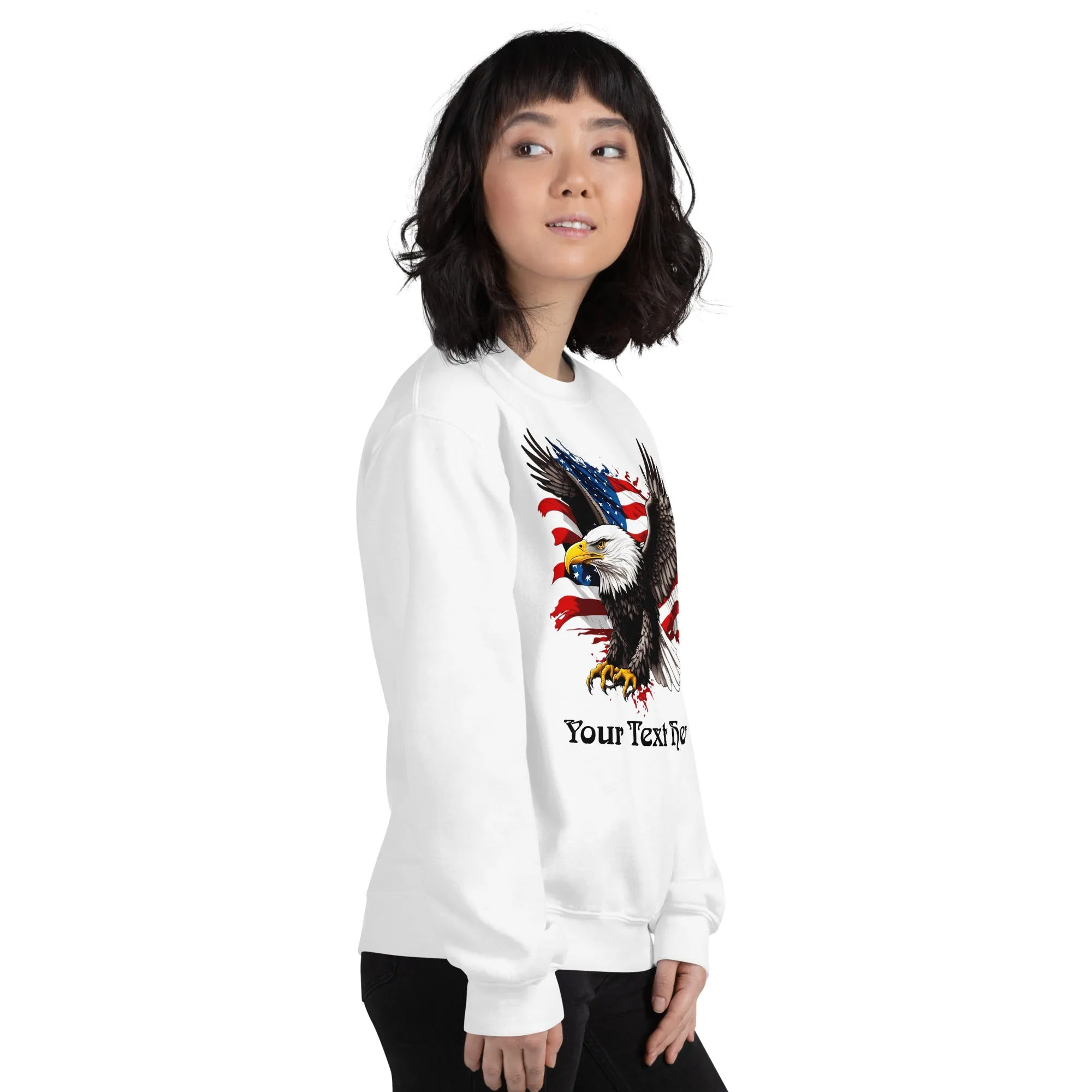 Customizable Sweatshirt With Flying Eagle Print