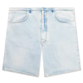 Cutted Belt Low Rise Denim Shorts - Pale Blue