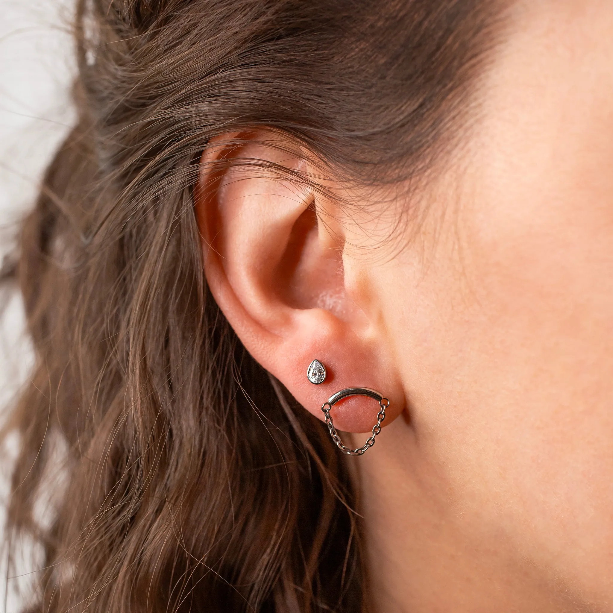 Draped Chain Arc Flat Back Sleeper Earrings