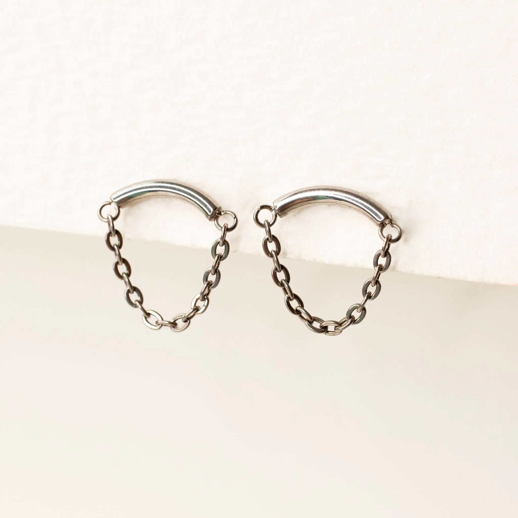 Draped Chain Arc Flat Back Sleeper Earrings