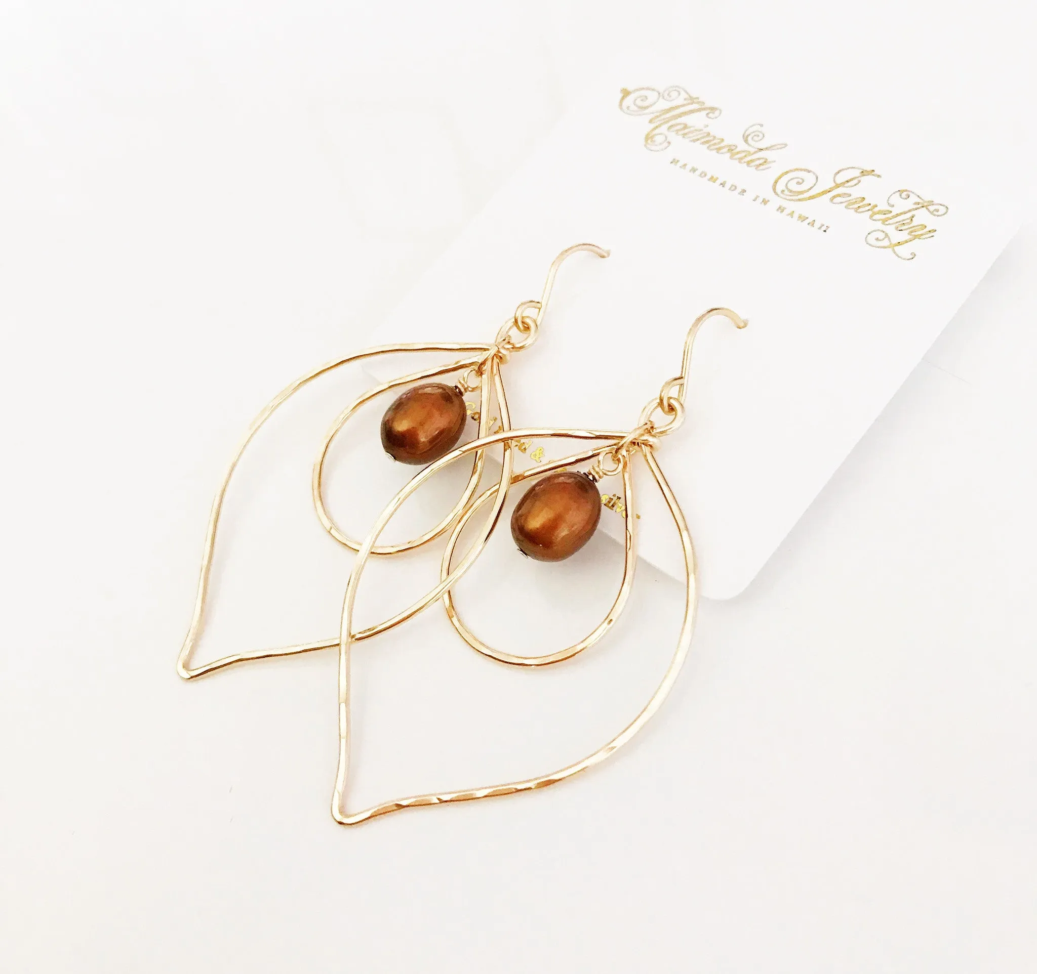 Earrings Kina- chocolate pearls ( E339)