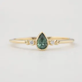 Estel Ring - 0.35ct Unheated Green Teardrop Sapphire