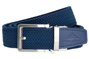 FoH Braided Navy Stamped Tip, 1 3/8 Strap, Golf Belt