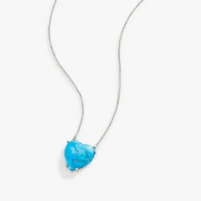 Gemstone Heart Necklace, Reconstituted Turquoise