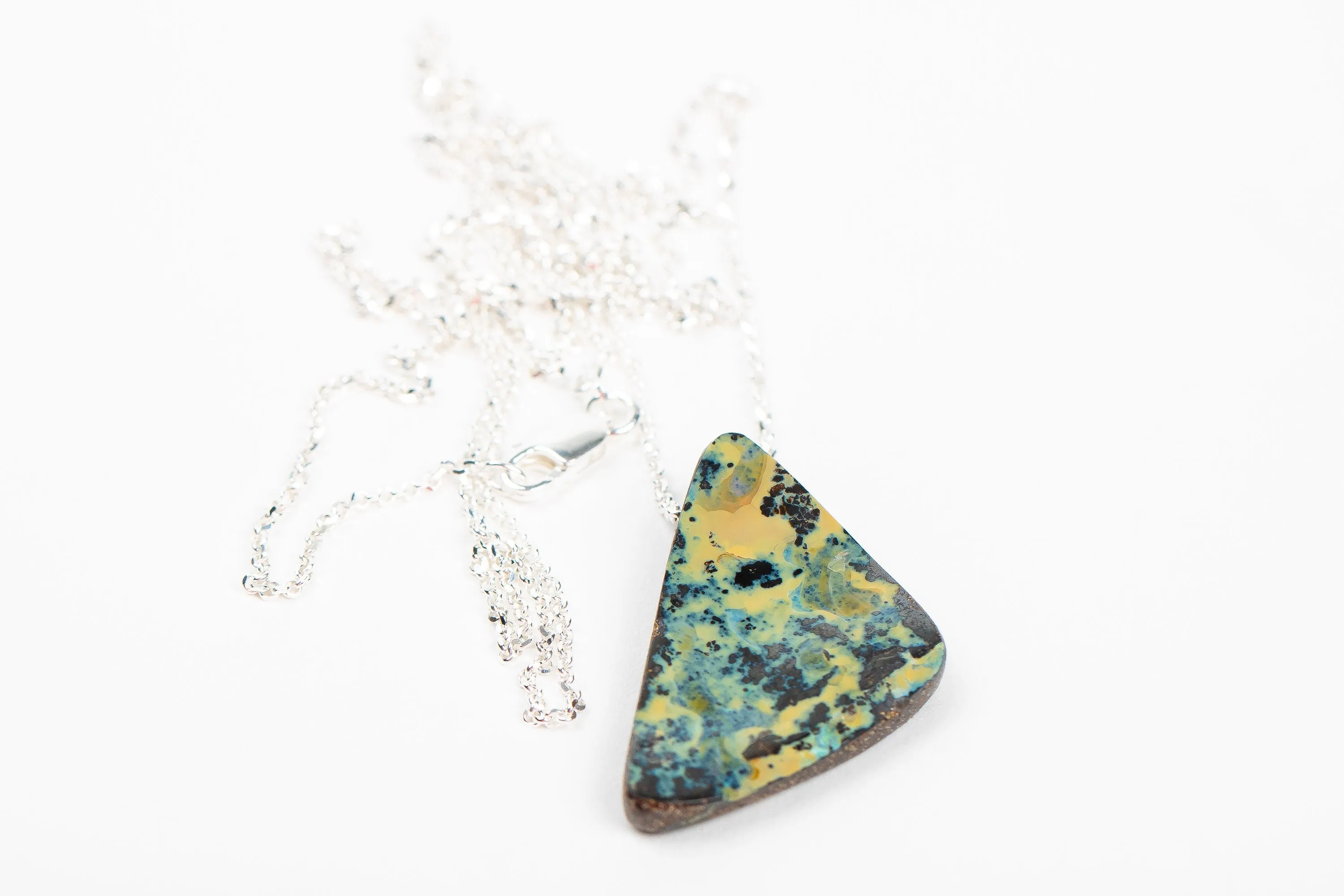 Green And Yellow Boulder Opal Necklace