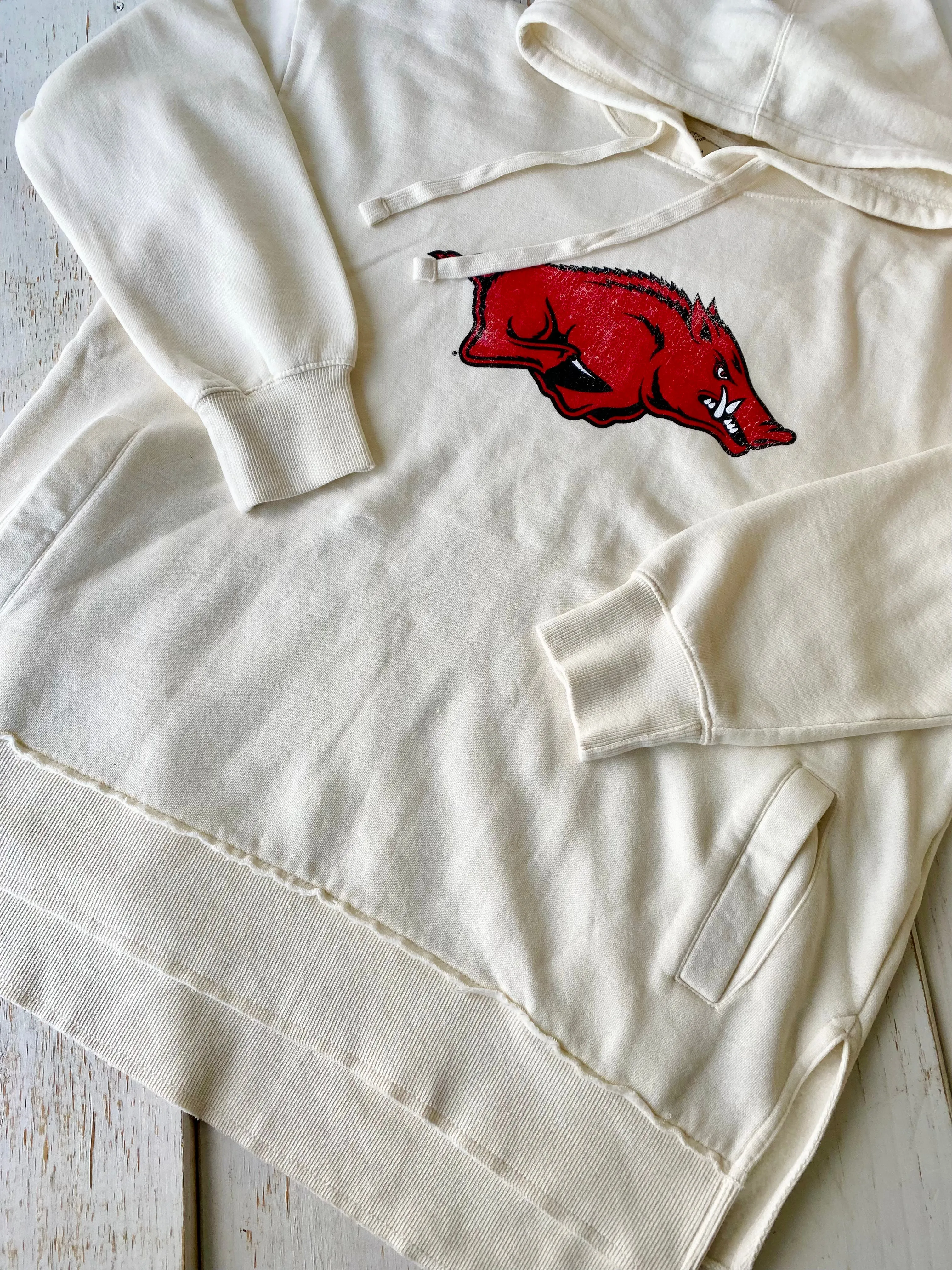 Let’s Go Hogs Distressed Logo Arkansas Razorback Hoodie