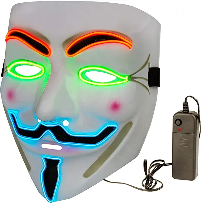 Light up Anonymous Mask - Multicolour