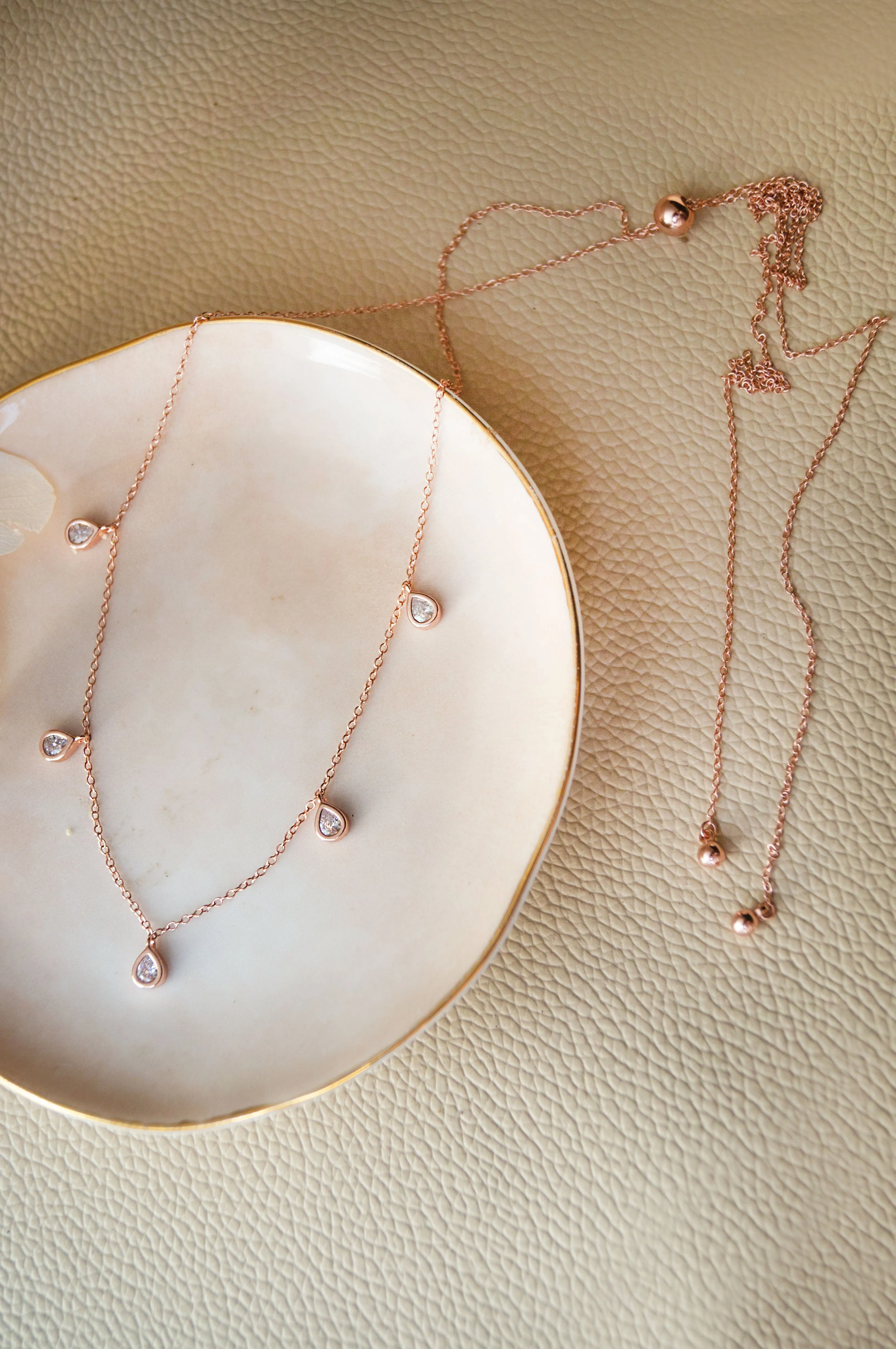 Little Charming Drops Rose Gold Plated  Sterling Silver Charm Necklace