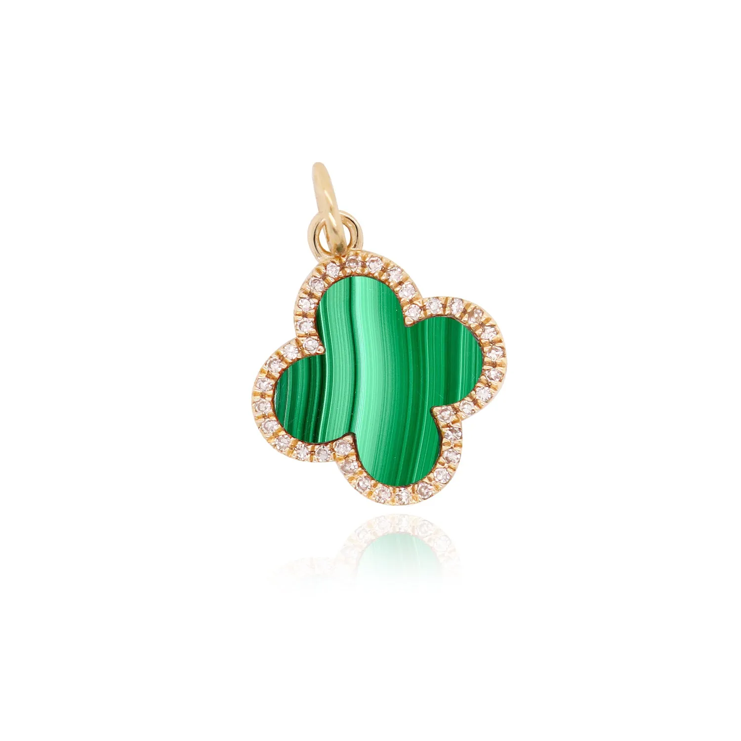 Malachite Diamond Clover Charm