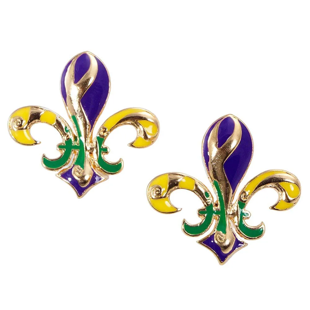 Mardi Gras Fleur De Lis Stud Earrings