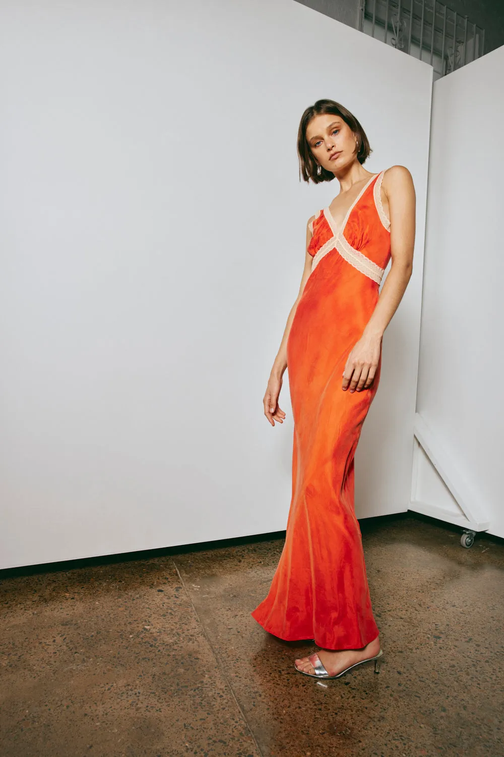 Meet Me On The Dance Floor Bias Cut Maxi Dress Orange