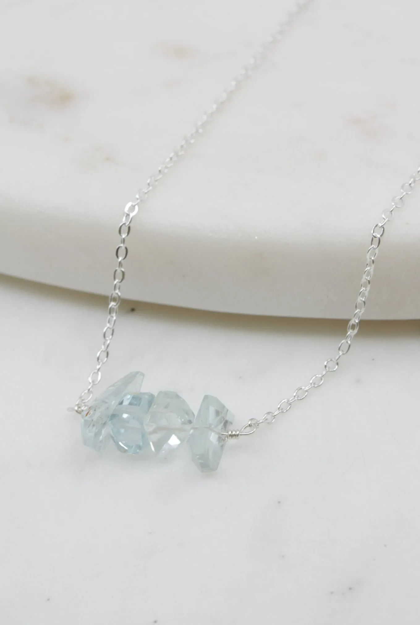 Michelle Bar Necklace in Aquamarine