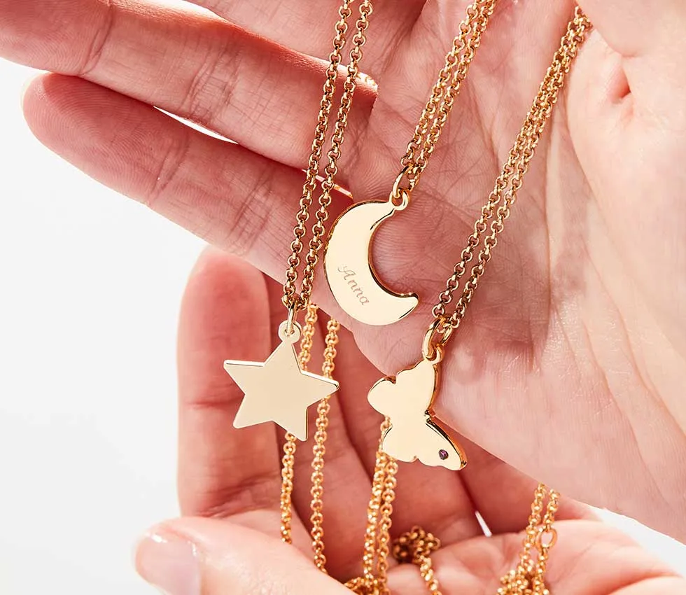 Moon Charm Necklace, 19''