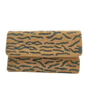 Neutral Animal Print Beaded Clutch