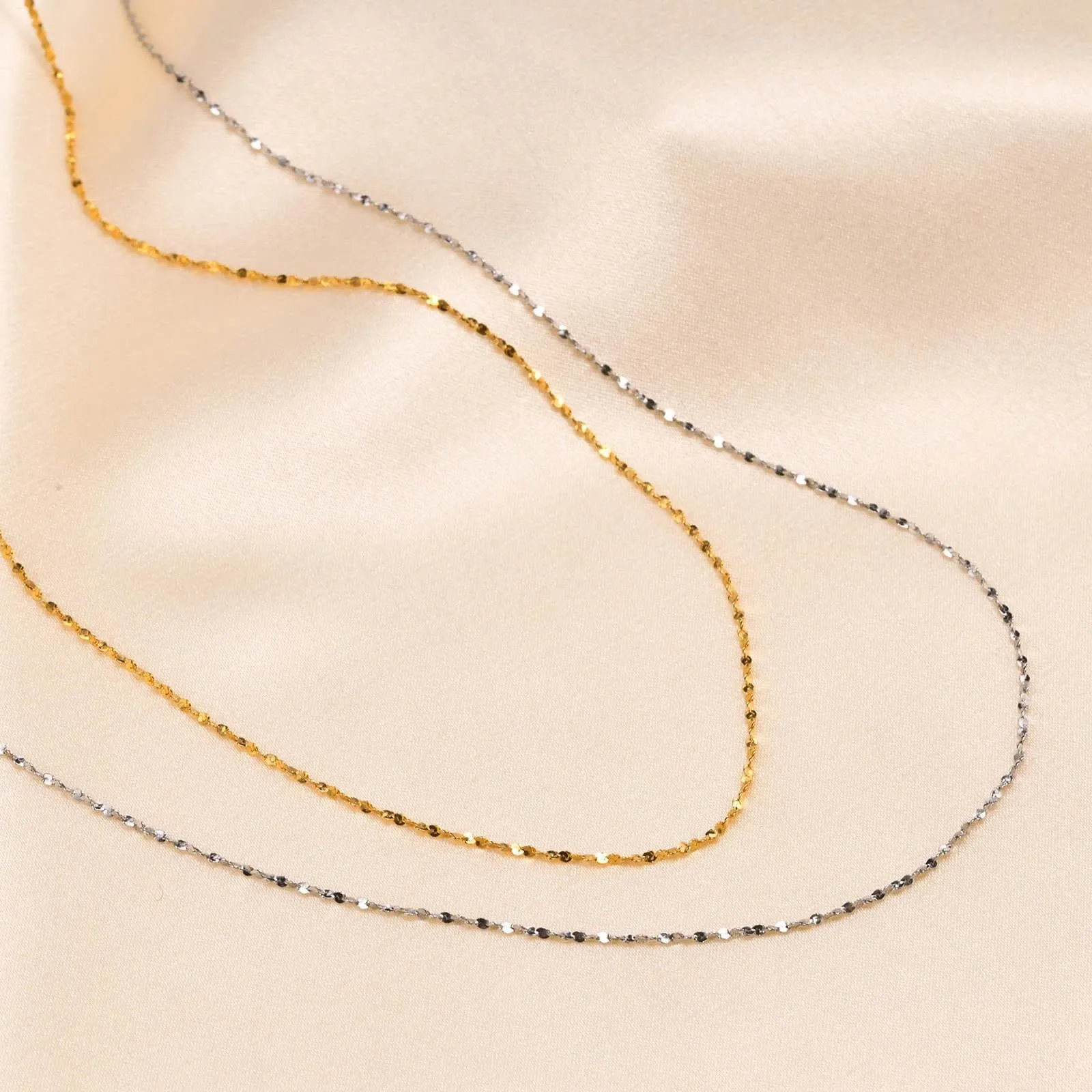 No-Tarnish Medical Titanium Shimmering Stacked Clavicle Chain Necklace