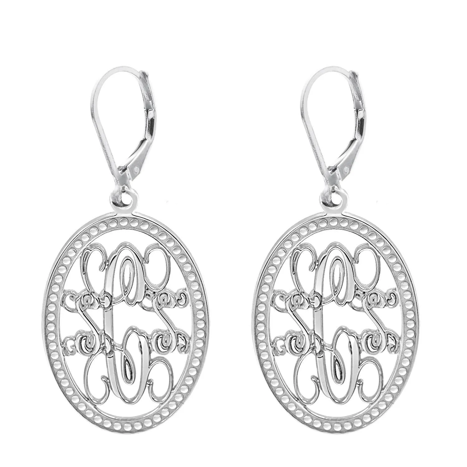 Oval Monogram Leverback Earrings