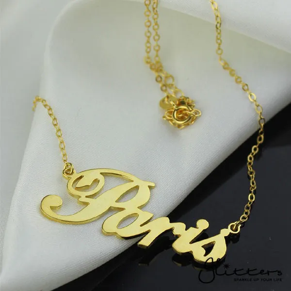 Personalised 24K Gold Plated Sterling Silver Name Necklace-Script 6